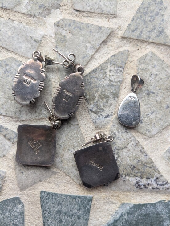 Vintage Opal Jewelry Set | Southwestern Silver 4 Pieces Set  Vintage Sterling Silver Opal Jewelry Lot